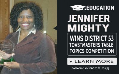 Jennifer Mighty Wins District 53 Toastmasters Table Topics Competition