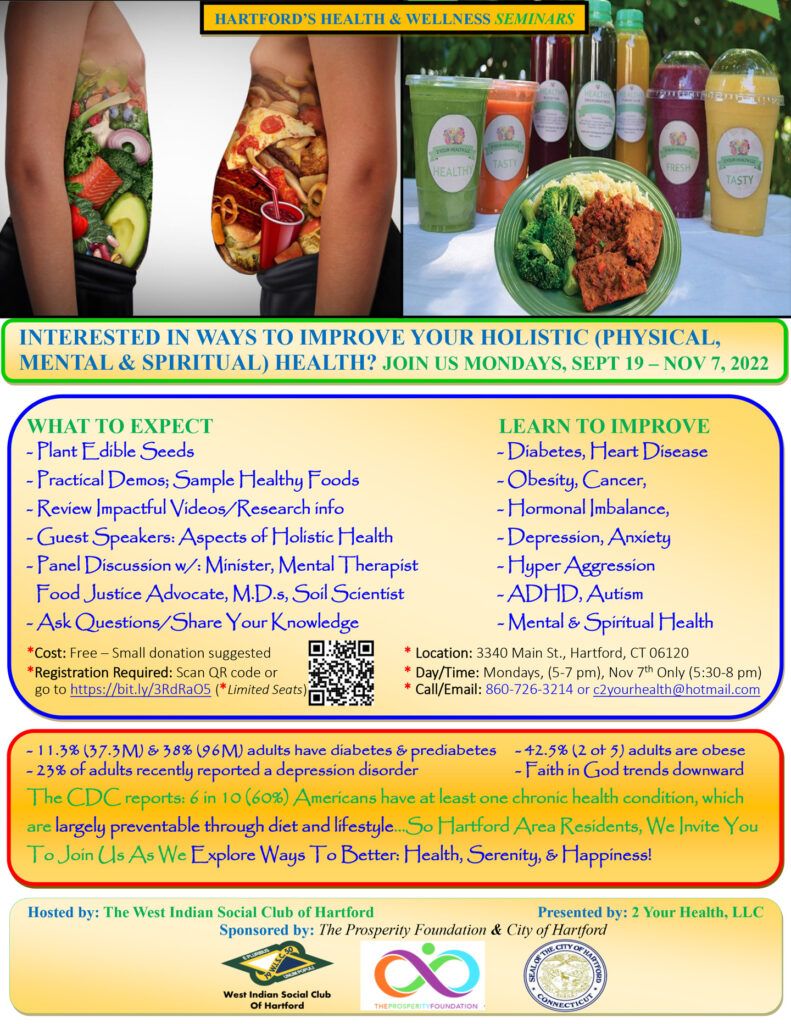 Hartford's Health & Wellness Seminars @ WISCOH - West Indian Social Club - 2 Your Health, LLC