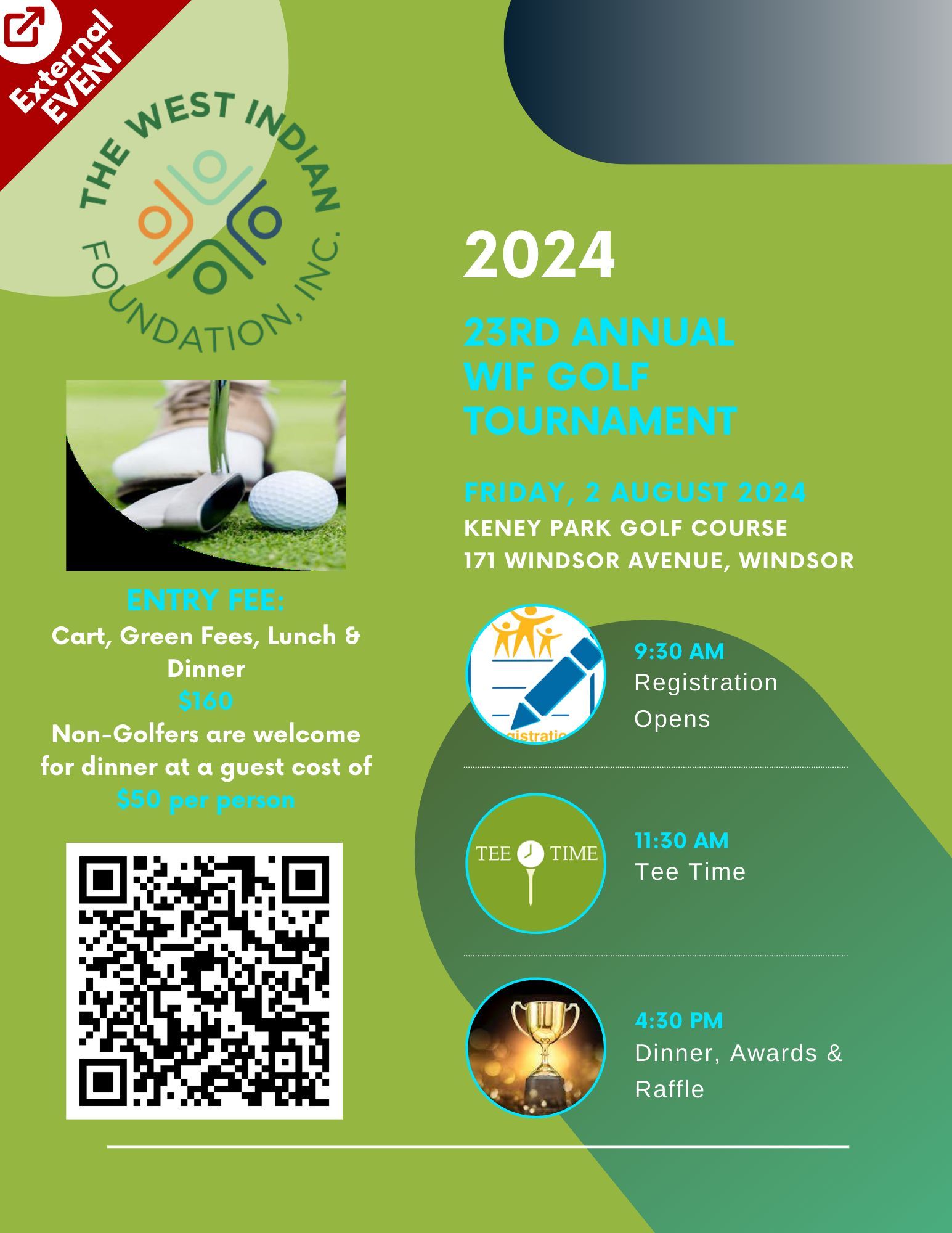 2024 - 23rd Annual Golf Tournament - West Indian Foundation (WIF) - Hartford, CT