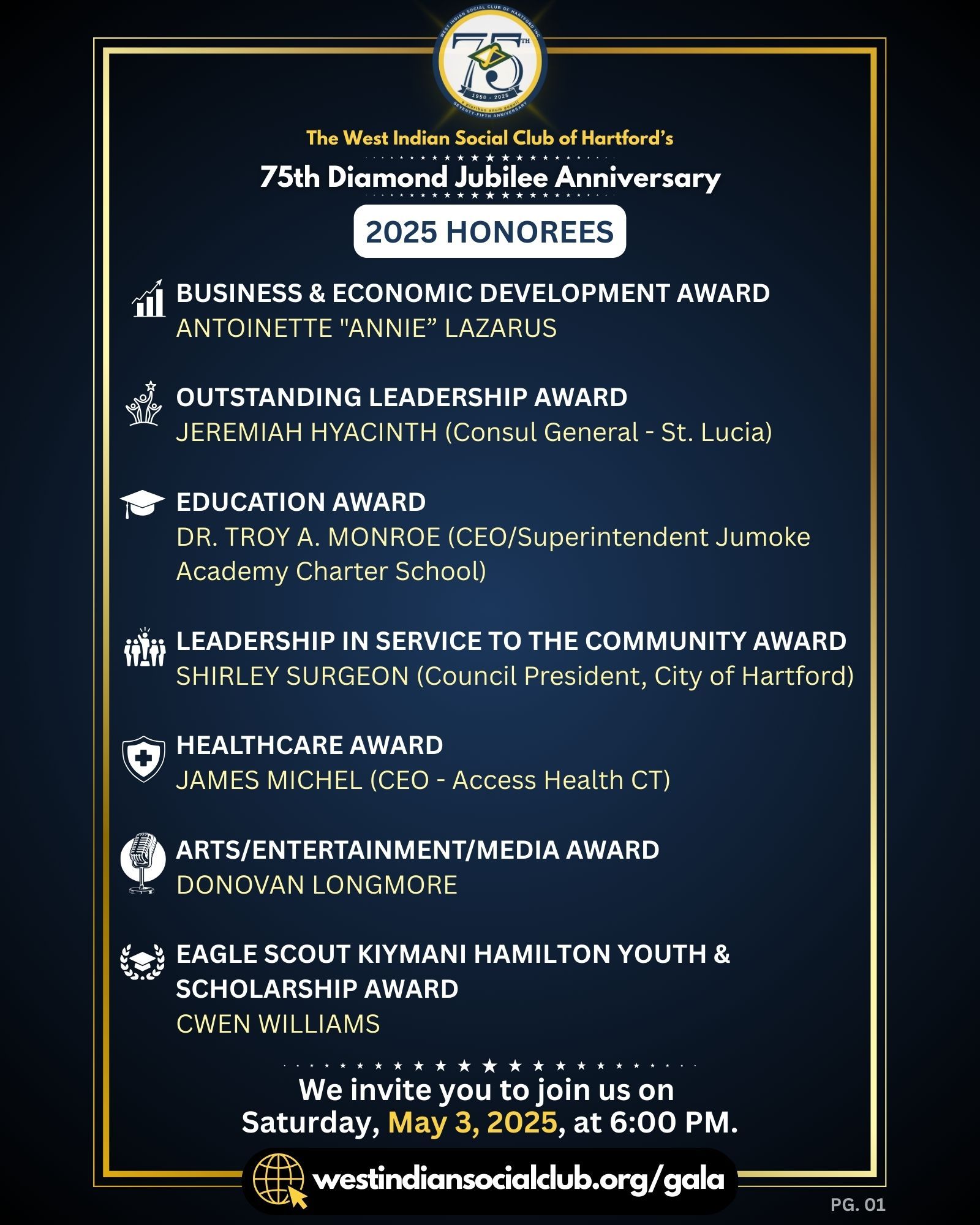 2025 Honorees - 75th Diamond Jubilee - Anniversary Gala - Page 01