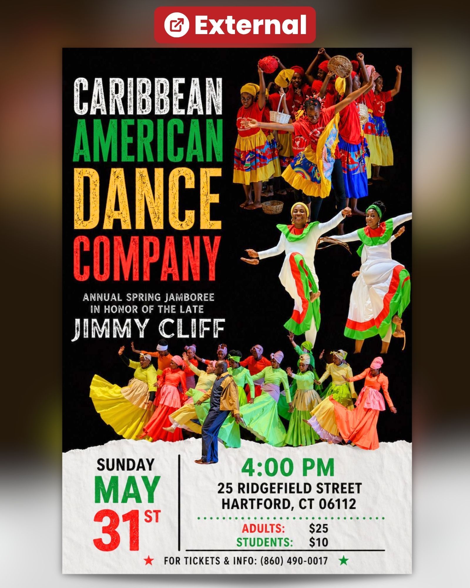 EXTERNAL EVENT - CARIBBEAN AMERICAN DANCE COMPANY - JIMMY CLIFF TRIBUTE 2026