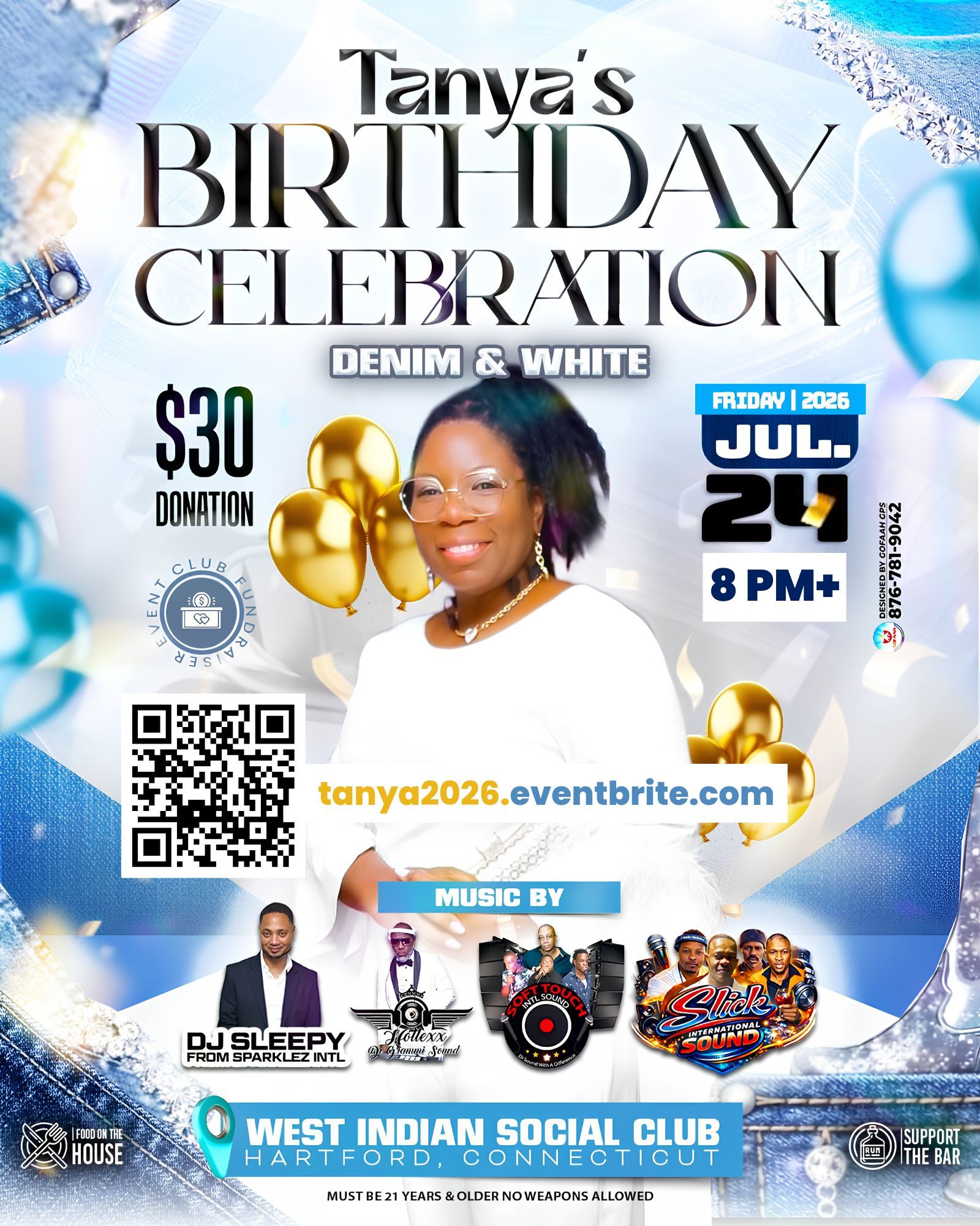 Tanya's Birthday Celebration - Denim & White - Social Club Fundraiser Event - Flyer Tanya's Birthday Celebration - Denim & White - Social Club Fundraiser Event - Flyer