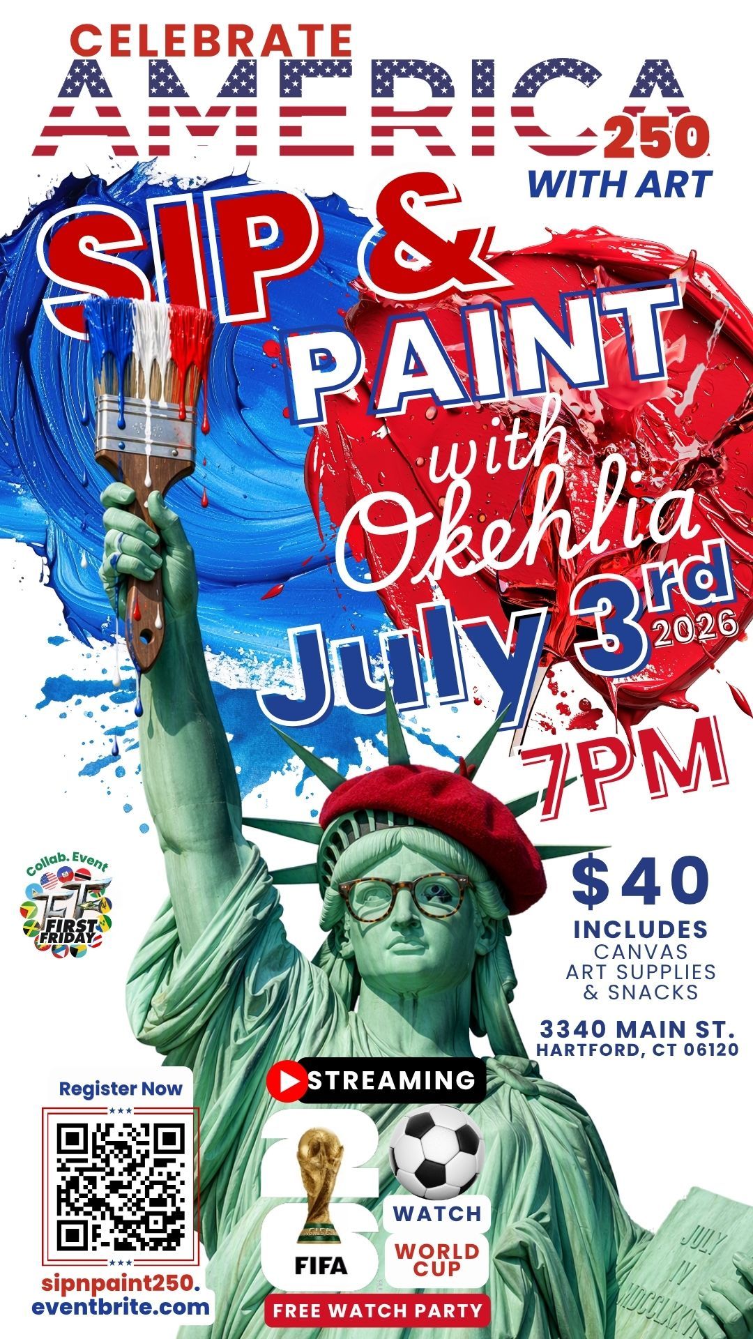 sippaint250-2026-watchparty-Worldcup2026 Sip and Paint with Okehlia - America 250 - July 3rd First Friday