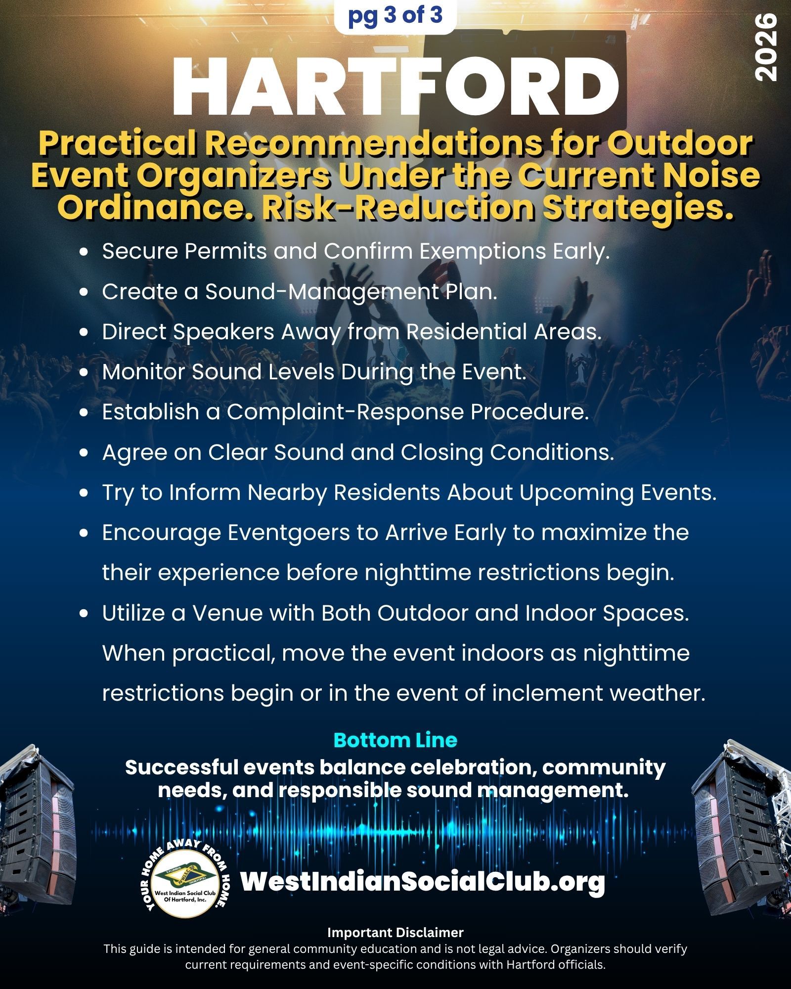 WISCOH Hartford noise ordinance guide for outdoor event organizers 2026