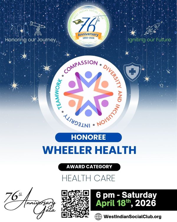 Please join us in honoring WHEELER HEALTH, our distinguished 2026 76th Health Care Honoree. Celebrate with us on Saturday, April 18, 2026, at 6:00 PM during our 76th Anniversary Celebration. For tickets and additional ways to support, please visit: https://www.westindiansocialclub.org/gala #WISCOH76 #Hartford #HartfordCT #AnniversaryCelebration #ignitingourfuture #76years #healthcare #mentalhealth #healthandwellnes #wheelerhealth Kindly see the attached images for brief biographical summaries of our honored guest. - The West Indian Social Club of Hartford, Inc. 76th Anniversary Gala @wheelerhealth
